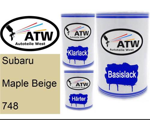 Subaru, Maple Beige, 748: 500ml Lackdose + 500ml Klarlack + 250ml Härter - Set, von ATW Autoteile West.